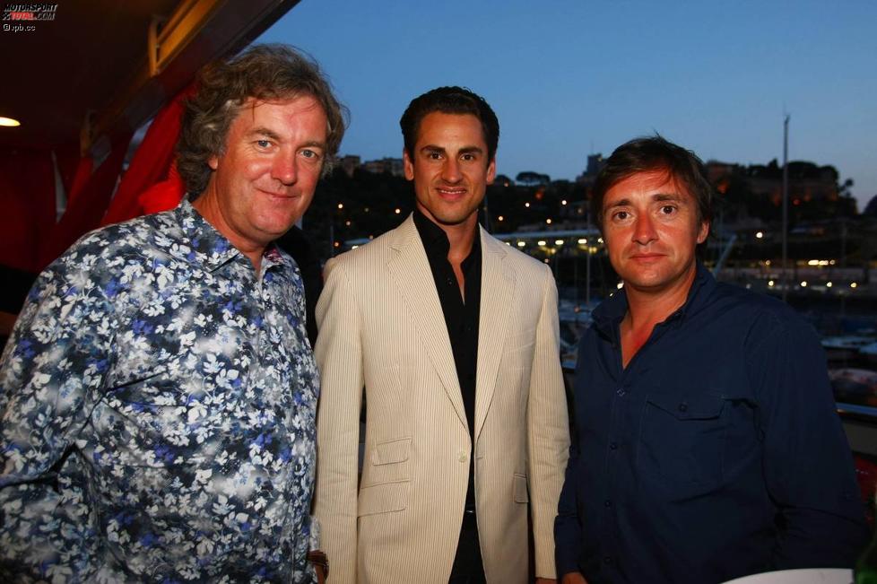 2/3 von Top Gear (James May, links, und Richard Hammond, rechts) rahmen Adrian Sutil (Force India)