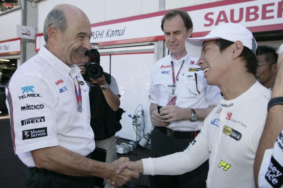 Peter Sauber (Teamchef) und Kamui Kobayashi (Sauber)