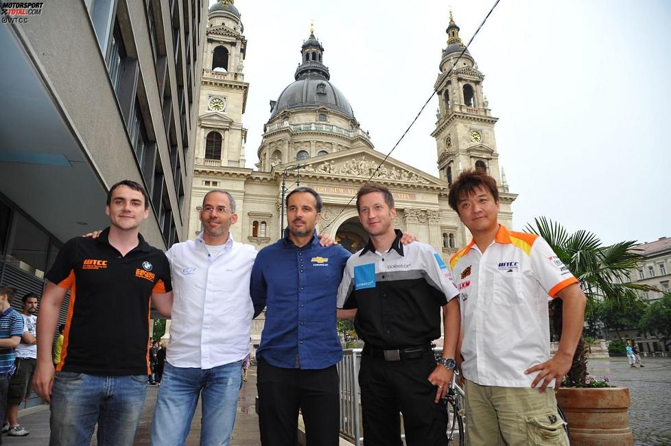 Norbert Michelisz (Zengö), Alain Menu (Chevrolet), Yvan Muller (Chevrolet), Robert Dahlgren (Polestar) und Yukinori Taniguchi (Bamboo) 