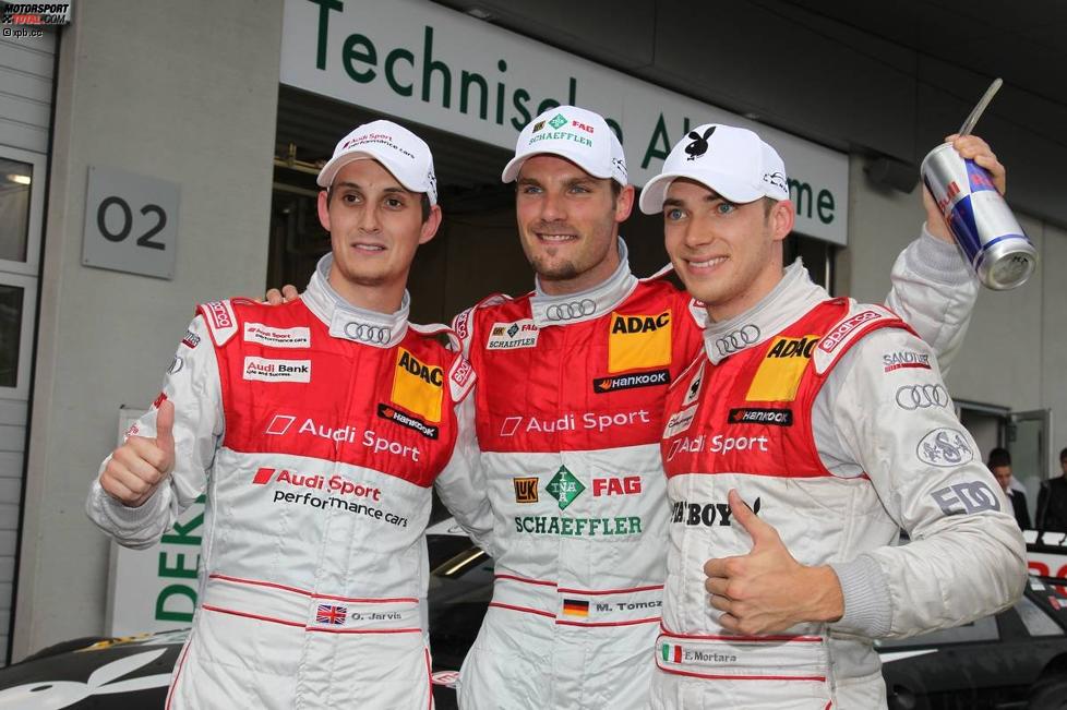 Oliver Jarvis (Abt-Audi) Martin Tomczyk (Phoenix-Audi) Edoardo Mortara (Rosberg-Audi) 