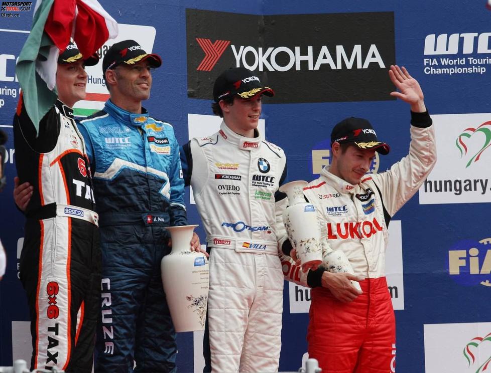 Alain Menu (Chevrolet), Norbert Michelisz (Zengö) und Javier Villa (Proteam) mit Aleksei Dudukalo (Lukoil-Sunred)