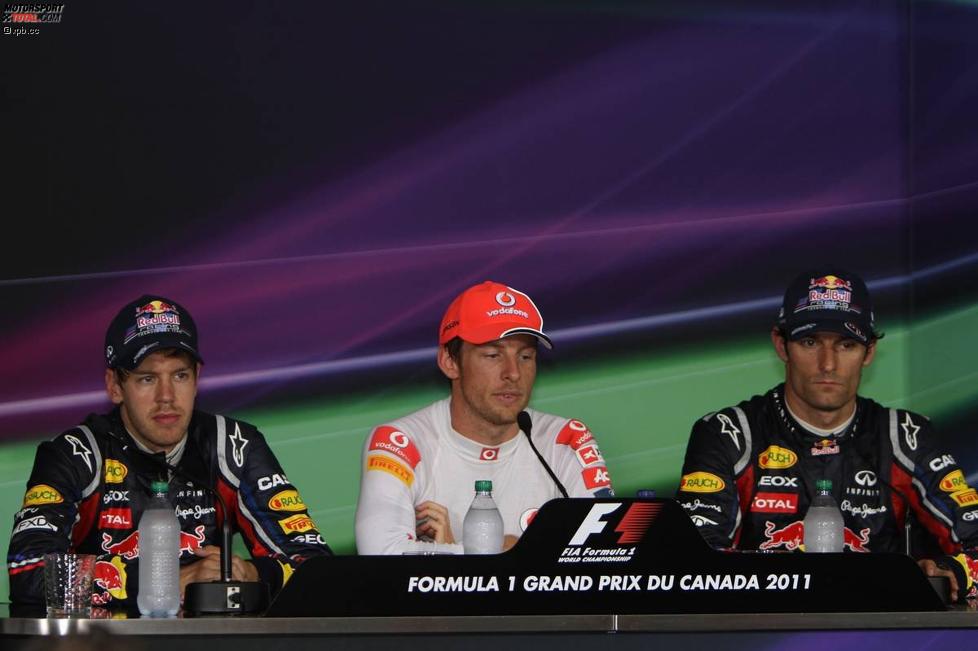 Sebastian Vettel (Red Bull), Jenson Button (McLaren) und Mark Webber (Red Bull) 