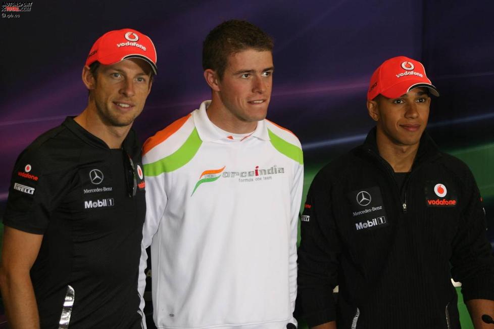 Briten unter sich: Jenson Button (McLaren), Paul di Resta (Force India) und Lewis Hamilton (McLaren) 