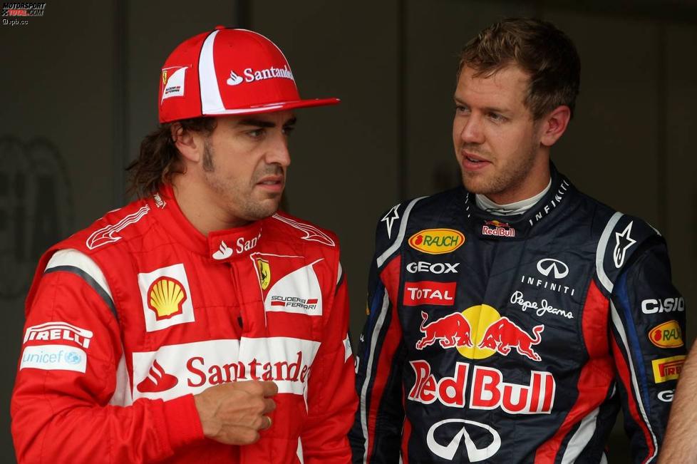 Fernando Alonso (Ferrari) und Sebastian Vettel (Red Bull) 