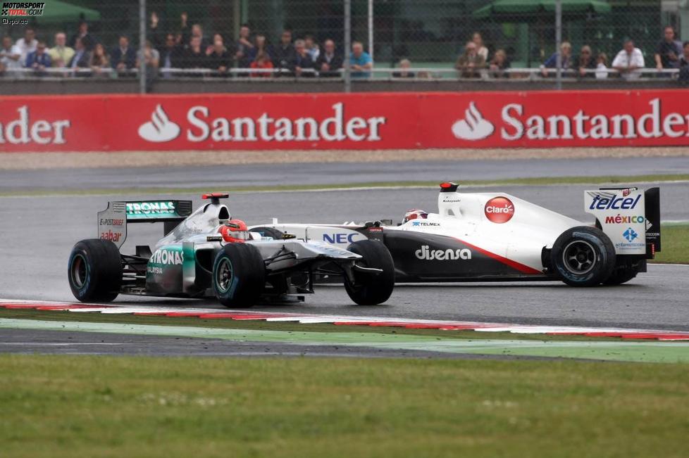 Michael Schumacher (Mercedes) und Kamui Kobayashi (Sauber) kollidieren
