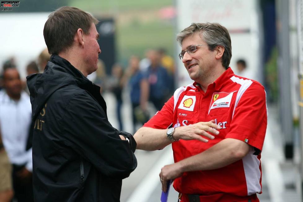 Alan Permaine (Renault-Ingenieur) und Pat Fry (Ferrari-Technikchef)