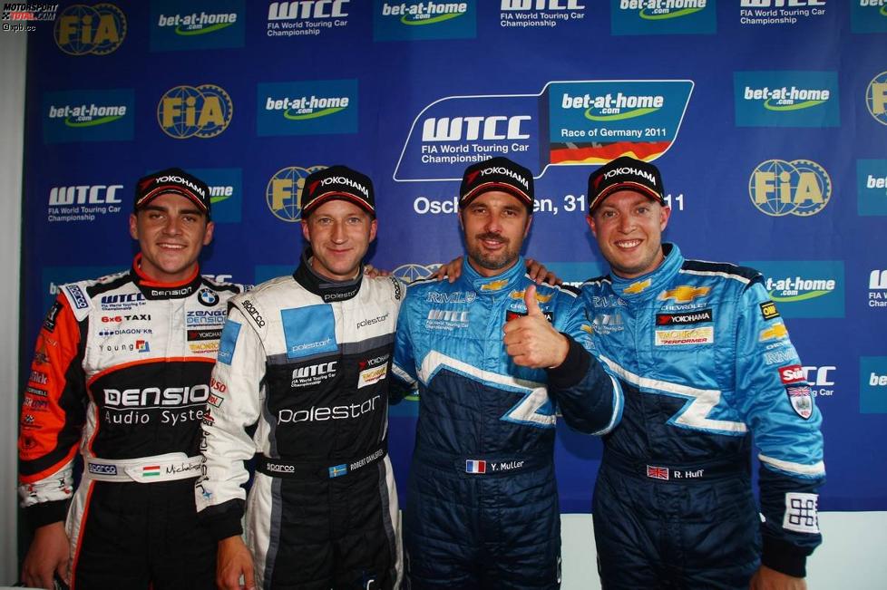 Yvan Muller (Chevrolet), Robert Dahlgren (Polestar), Robert Huff (Chevrolet), Norbert Michelisz (Zengö) 