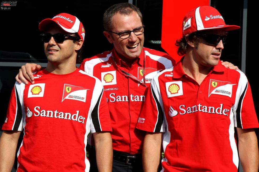 Felipe Massa (Ferrari), Stefano Domenicali (Teamchef) und Fernando Alonso (Ferrari) 