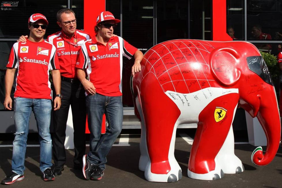 Felipe Massa, Stefano Domenicali und Fernando Alonso 