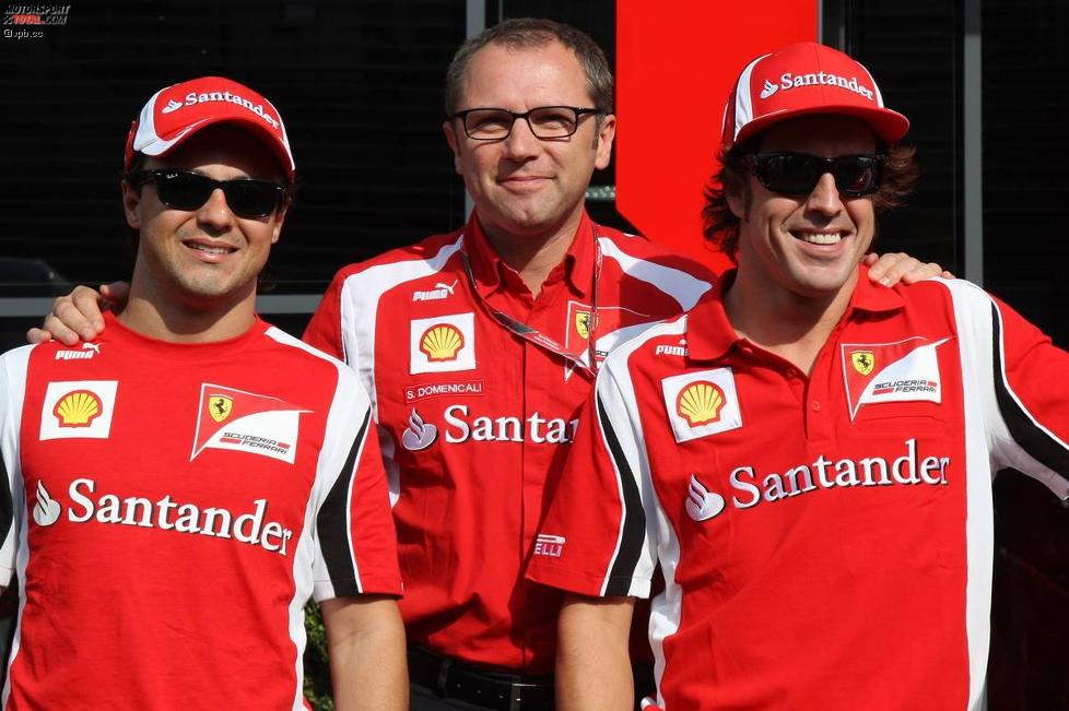 Felipe Massa, Stefano Domenicali und Fernando Alonso 