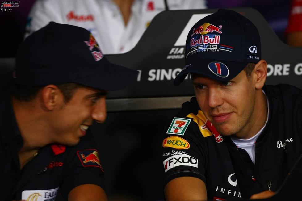 Sebastien Buemi (Toro Rosso) und Sebastian Vettel (Red Bull) 