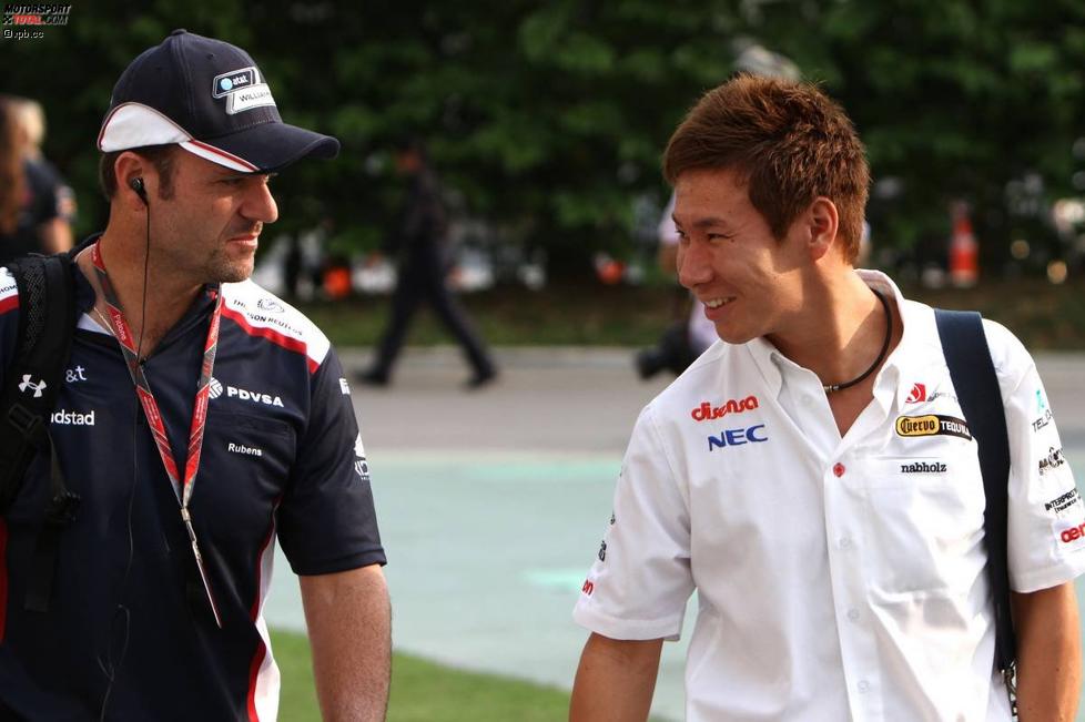 Rubens Barrichello (Williams) und Kamui Kobayashi (Sauber) 
