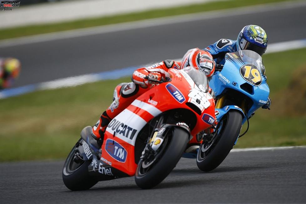 Alvaro Bautista (Suzuki) und Nicky Hayden (Ducati)