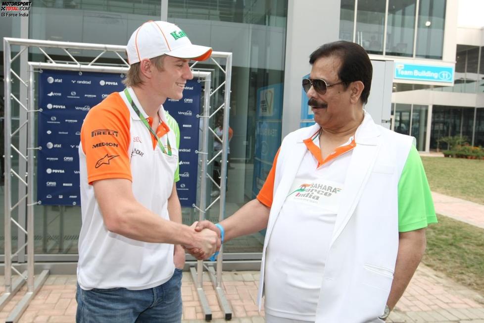 Nico Hülkenberg (Force India) mit Subrata Roy Sahara
