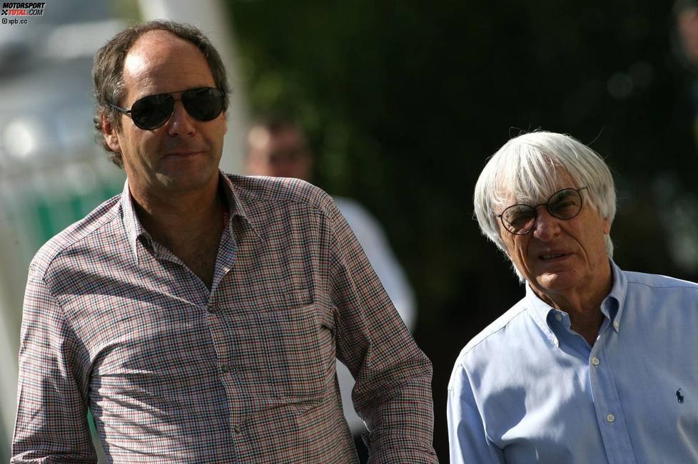 Ex-Formel-1-Rennfahrer Gerhard Berger und Bernie Ecclestone (Formel-1-Chef) 