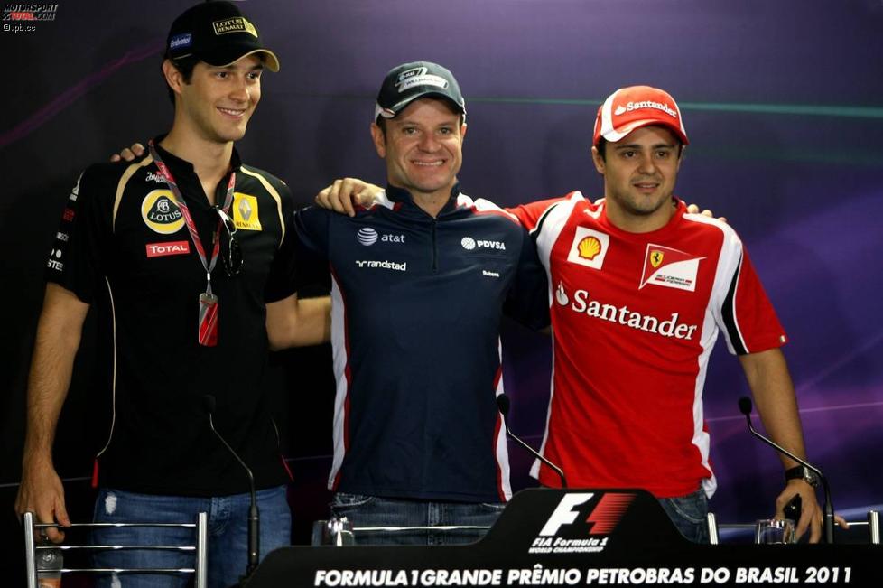 Bruno Senna (Renault), Rubens Barrichello (Williams) und Felipe Massa (Ferrari) 