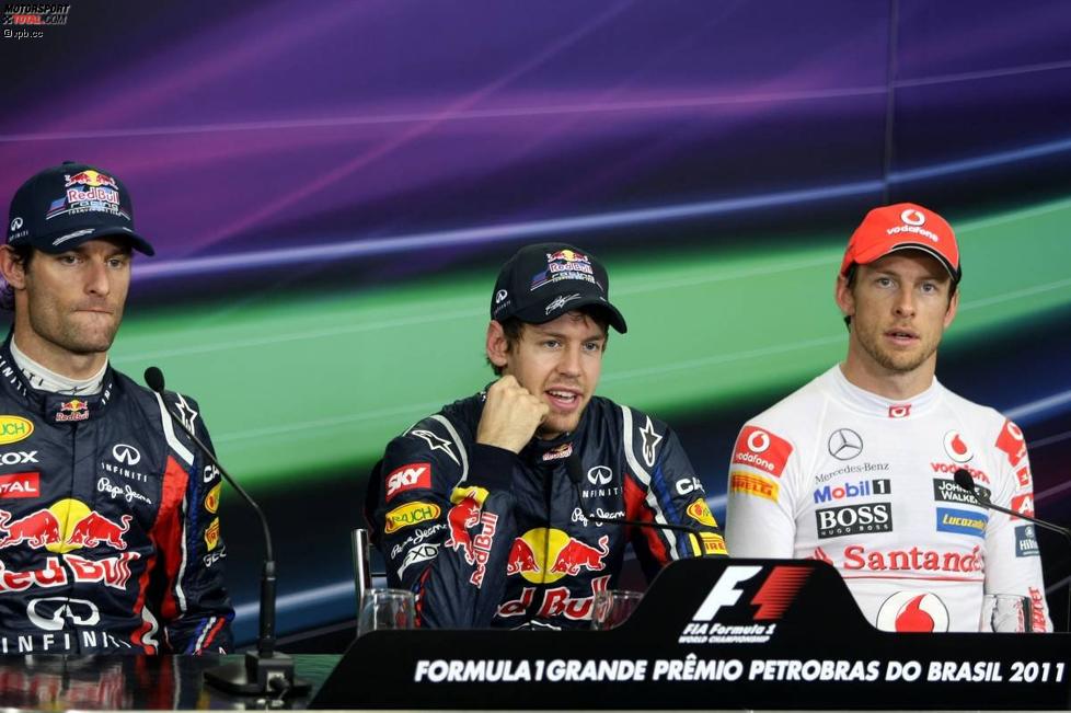 Mark Webber (Red Bull), Sebastian Vettel (Red Bull) und Jenson Button (McLaren) 