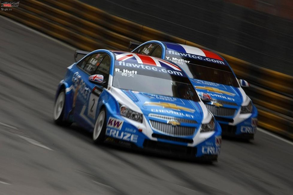 Robert Huff (Chevrolet) und Yvan Muller (Chevrolet) duellierten sich in Macao