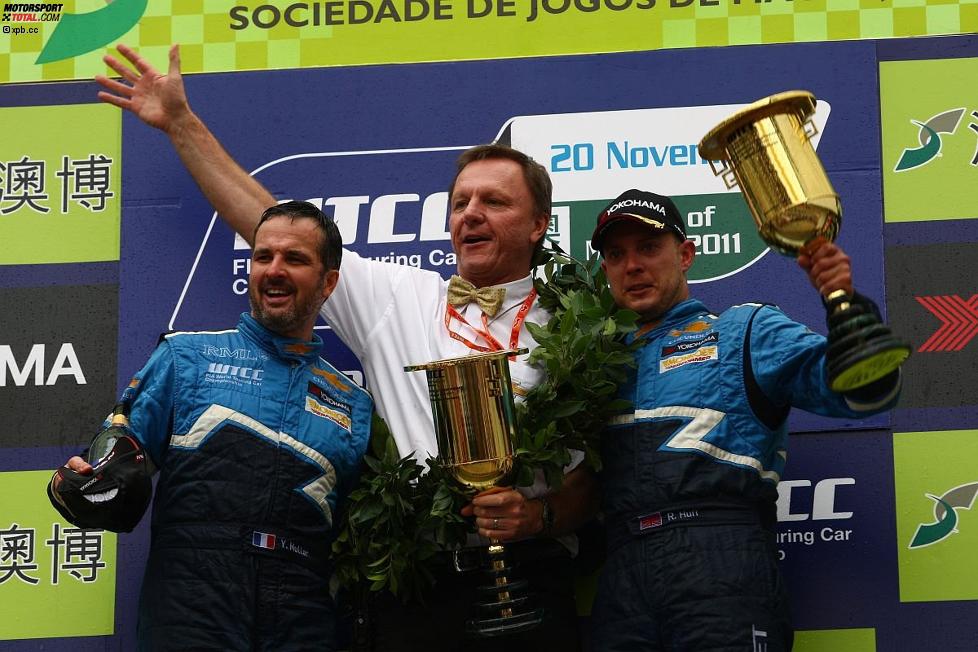 Yvan Muller (Chevrolet), Ray Mallock und Robert Huff (Chevrolet) beim Saisonfinale in Macao