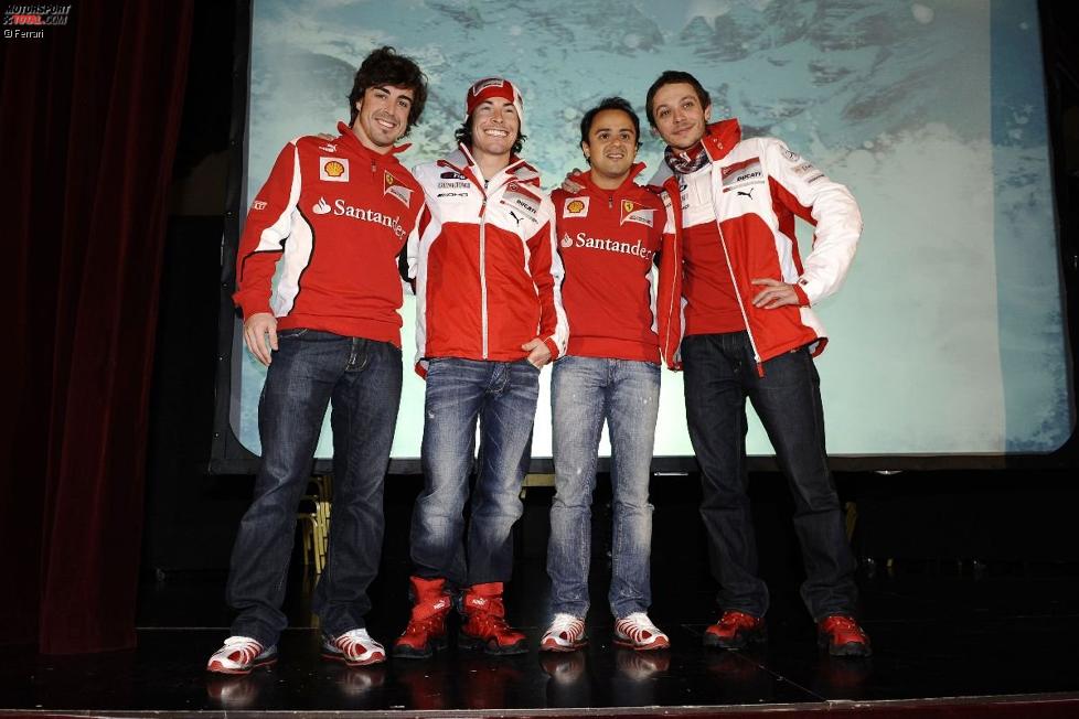 Fernando Alonso, Nicky Hayden, Felipe Massa und Valentino Rossi 