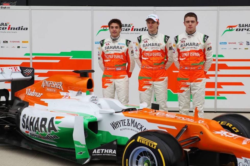 Jules Bianchi, Paul di Resta und Nico Hülkenberg (Force India)