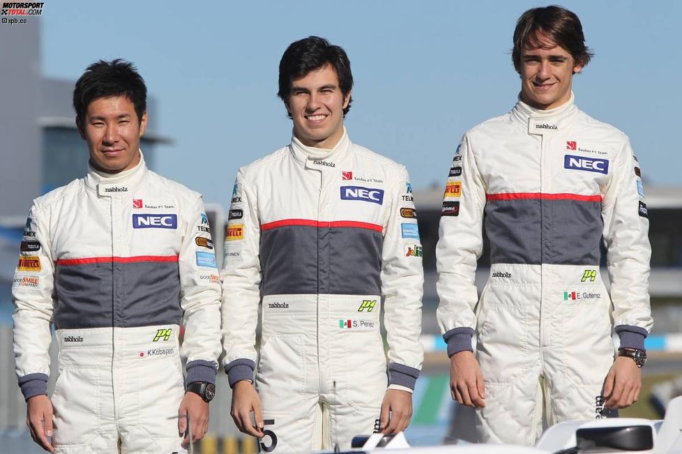 Kamui Kobayashi, Sergio Perez und Esteban Gutierrez 
