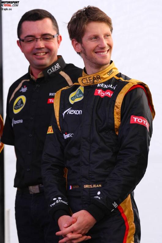 Eric Boullier und Romain Grosjean (Lotus) 