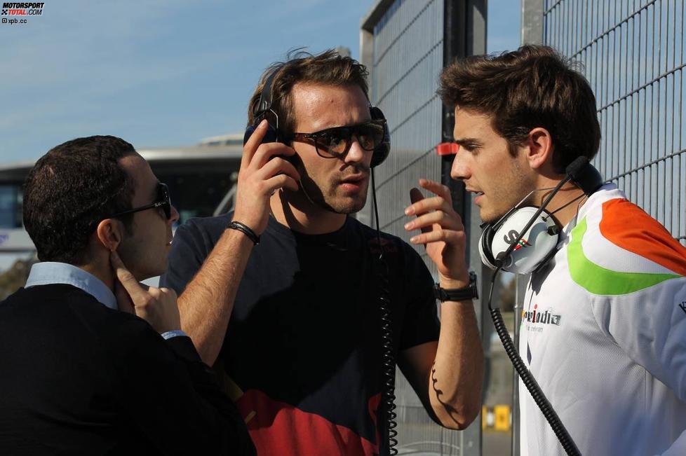 Nicolas Todt mit Jean-Eric Vergne (Toro Rosso) und Jules Bianchi (Force India) 