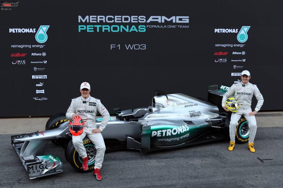 Michael Schumacher und Nico Rosberg auf dem Mercedes F1 W03