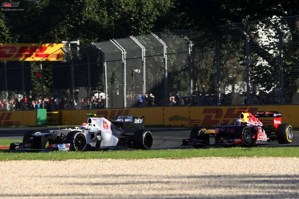 Sergio Perez (Sauber) und Sebastian Vettel (Red Bull) 