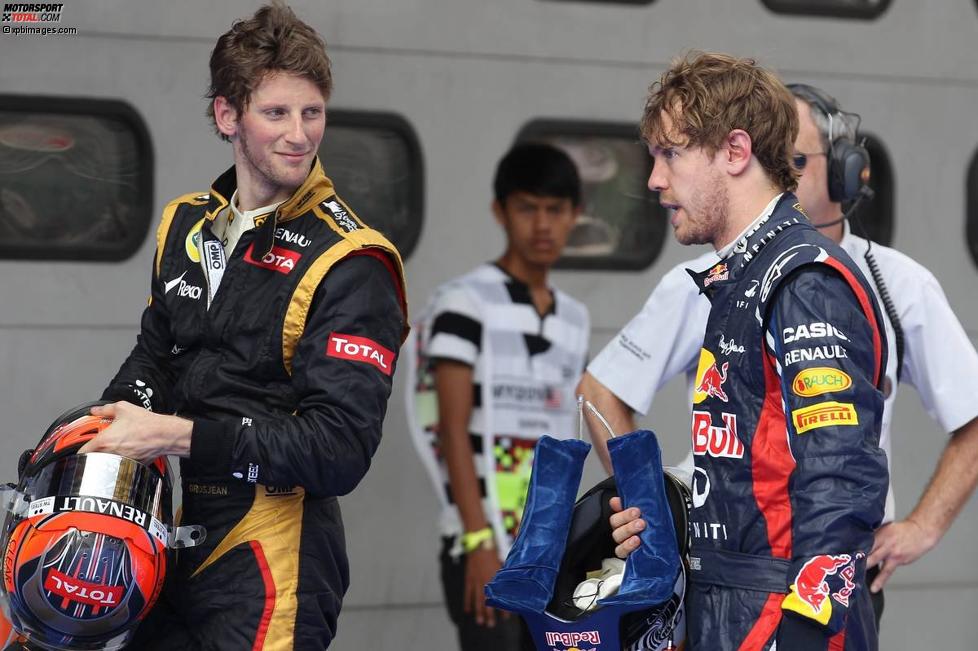 Romain Grosjean (Lotus) und Sebastian Vettel (Red Bull) 