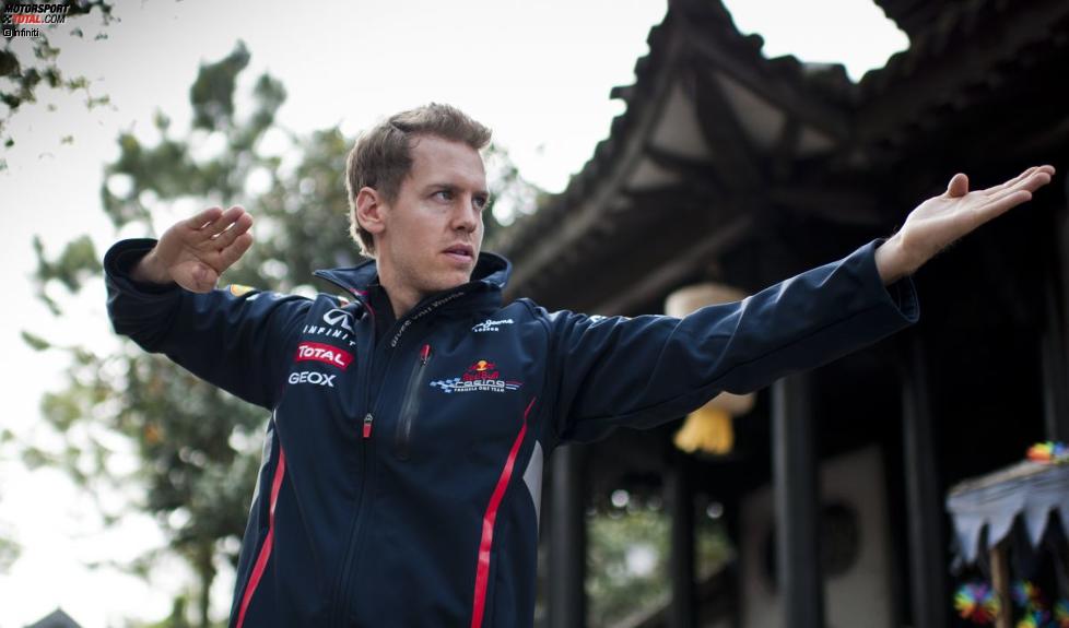Sebastian Vettel (Red Bull) bei Martial-Arts-Filmdreharbeiten