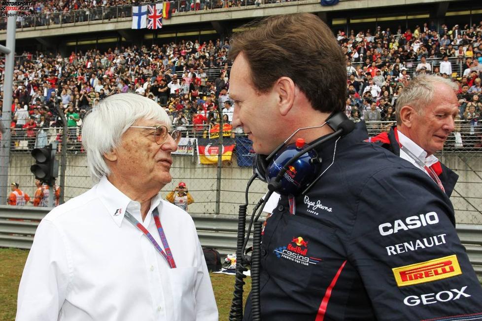Bernie Ecclestone (Formel-1-Chef) und Christian Horner (Teamchef) 