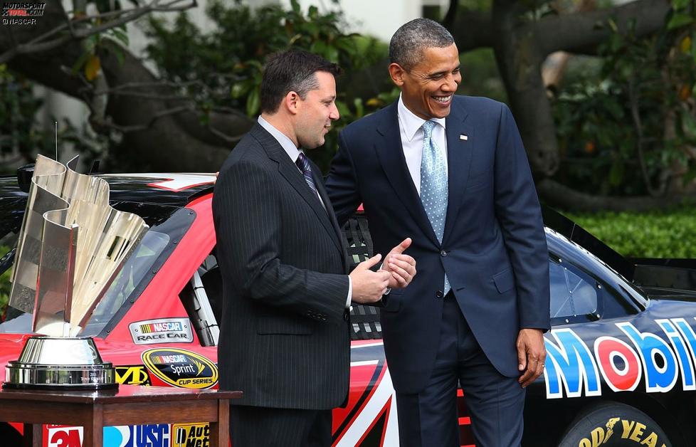 Tony Stewart (Stewart/Haas) mit US-Präsident Barack Obama