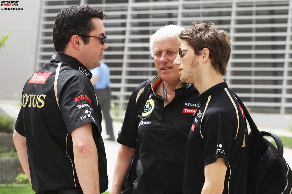 Eric Boullier mit Romain Grosjean (Lotus) 