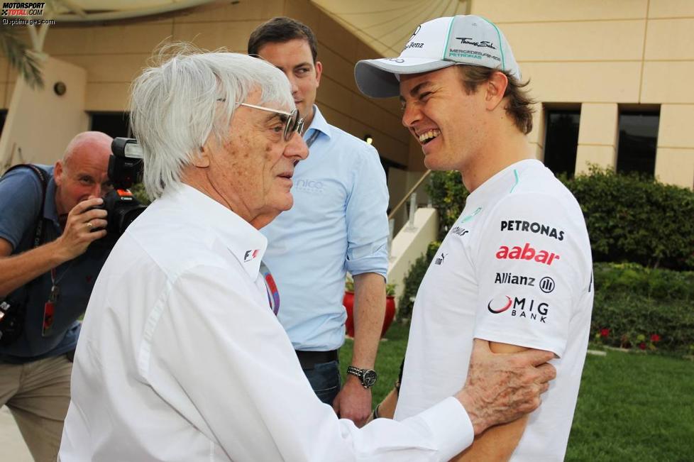 Bernie Ecclestone (Formel-1-Chef) und Nico Rosberg (Mercedes) 