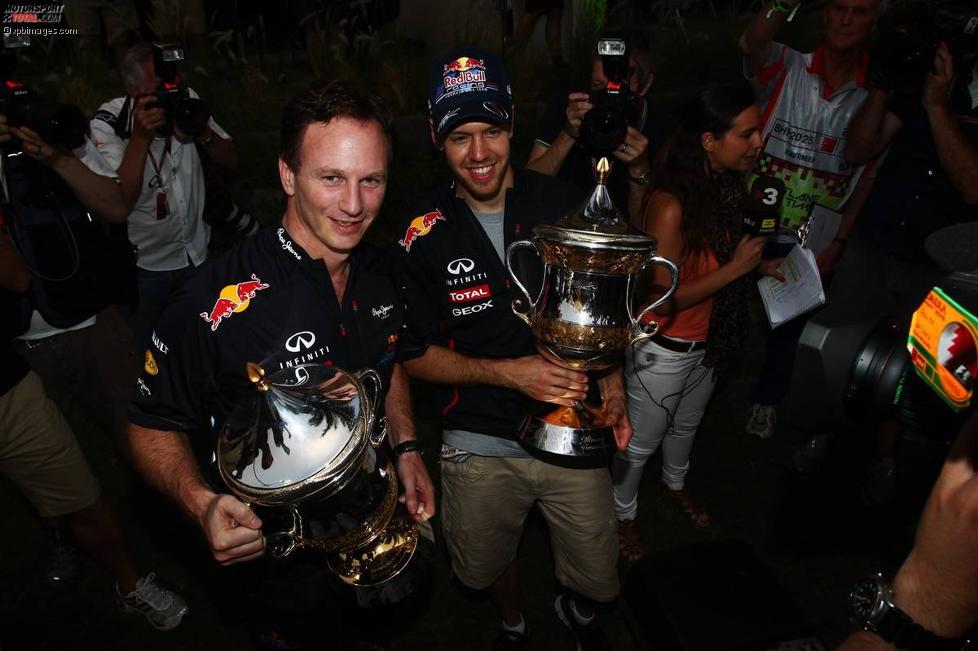 Christian Horner (Teamchef) und Sebastian Vettel (Red Bull) 