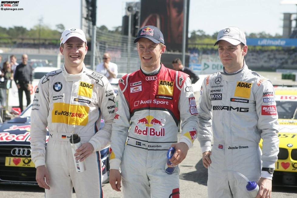 Dirk Werner (Schnitzer), Mattias Ekström (Abt-Audi) und Jamie Green (HWA-Mercedes) 
