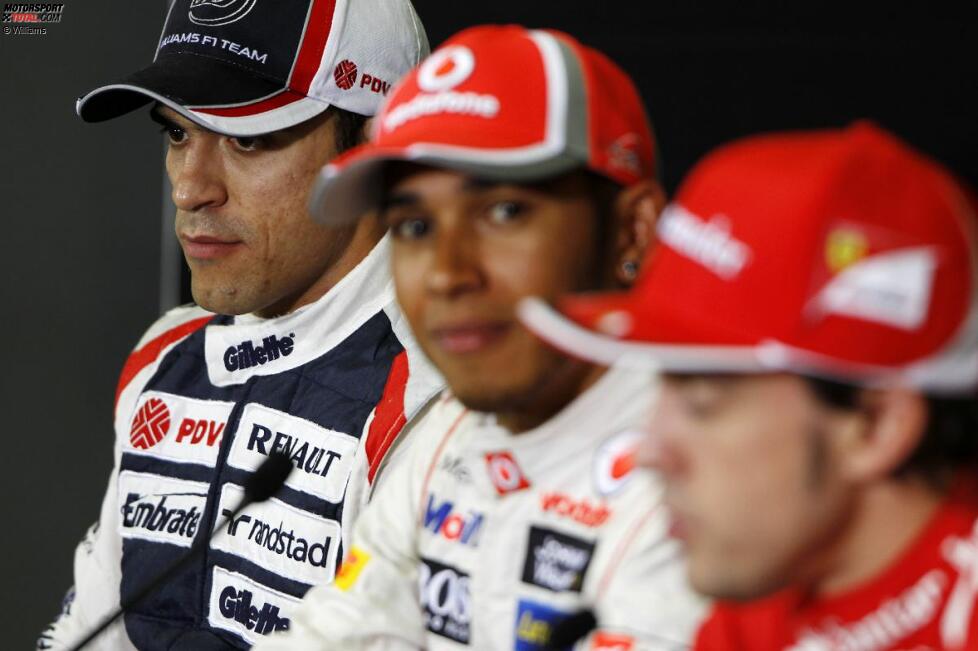 Pastor Maldonado (Williams), Lewis Hamilton (McLaren) und Fernando Alonso (Ferrari) 