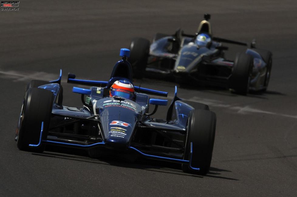 Zwei Ex-F1-Fahrer in Indy: Rubens Barrichello (KV) vor Jean Alesi 