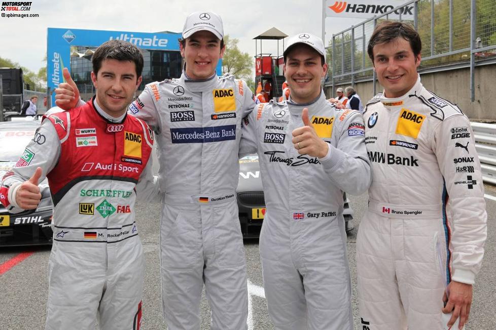 Mike Rockenfeller (Phoenix-Audi), Christian Vietoris, Gary Paffett (HWA-Mercedes) und Bruno Spengler (Schnitzer)