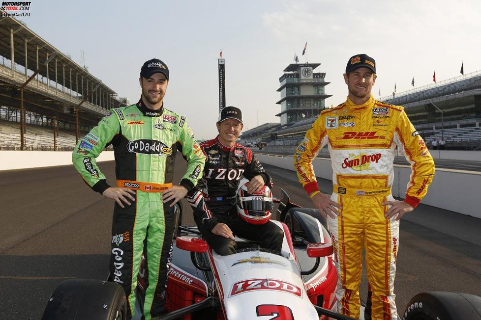 James Hinchcliffe (Andretti), Ryan Briscoe (Penske) und Ryan Hunter-Reay (Andretti)