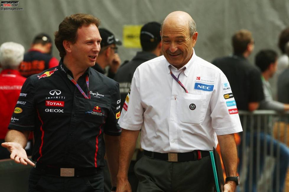 Christian Horner (Red-Bull-Teamchef) und Peter Sauber (Teamchef) 