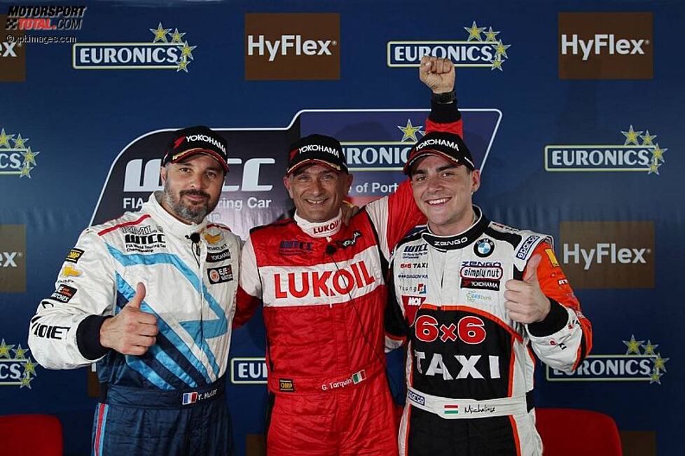 Gabriele Tarquini (Lukoil), Yvan Muller (Chevrolet) und Norbert Michelisz (Zengö) 