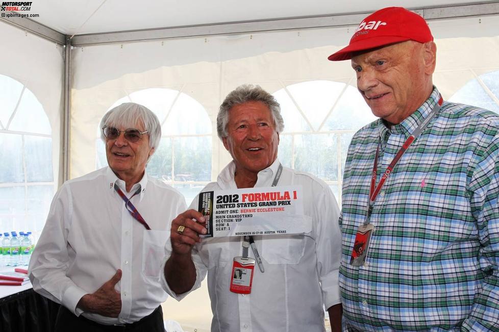 Bernie Ecclestone, Mario Andretti und Niki Lauda
