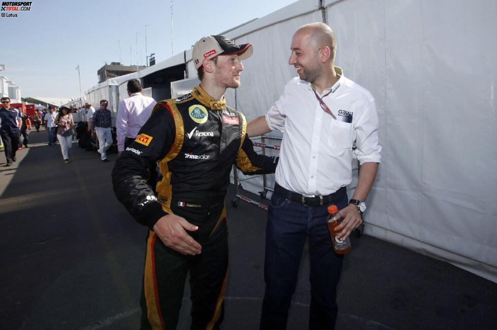 Romain Grosjean (Lotus) und Gerard Lopez (Genii Capital)