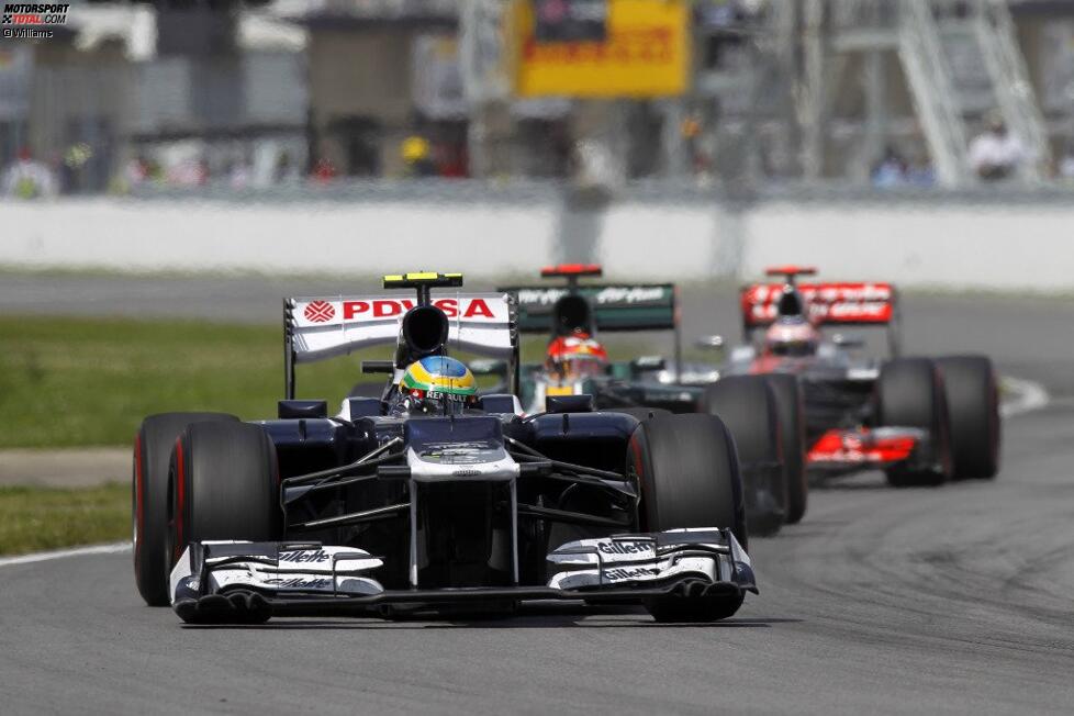 Bruno Senna (Williams), Heikki Kovalainen (Caterham) und Jenson Button (McLaren) 