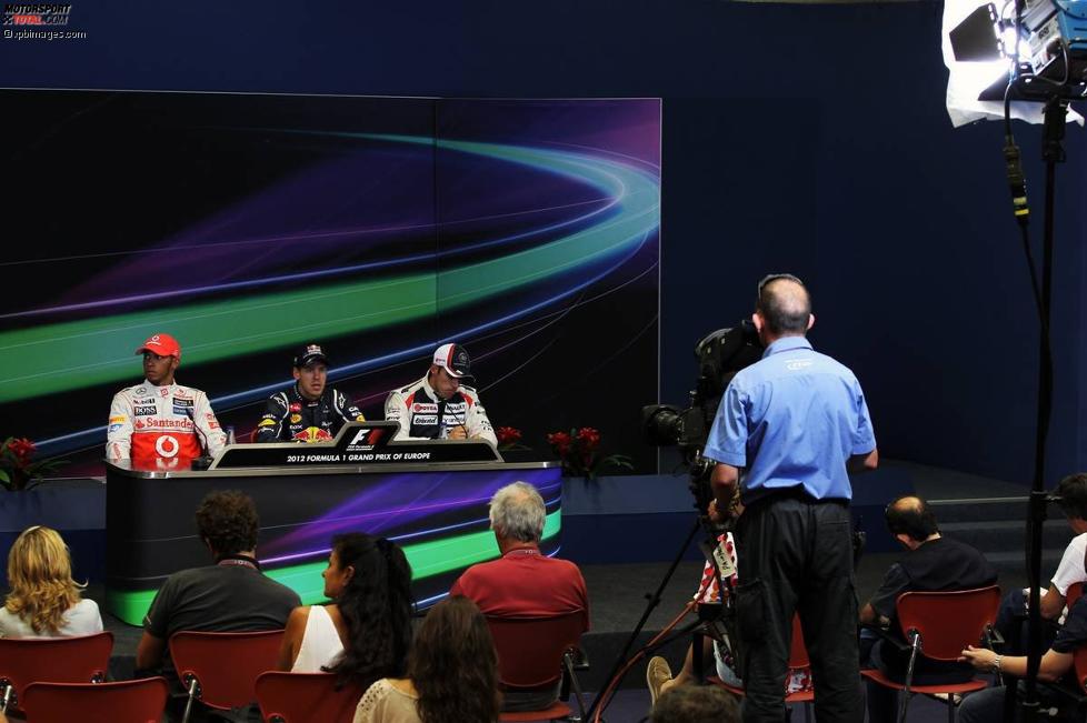Pressekonferenz mit Lewis Hamilton (McLaren), Sebastian Vettel (Red Bull) und Pastor Maldonado (Williams) 