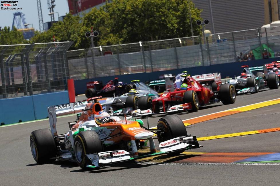 Paul di Resta (Force India), Nico Rosberg (Mercedes) und Felipe Massa (Ferrari) 