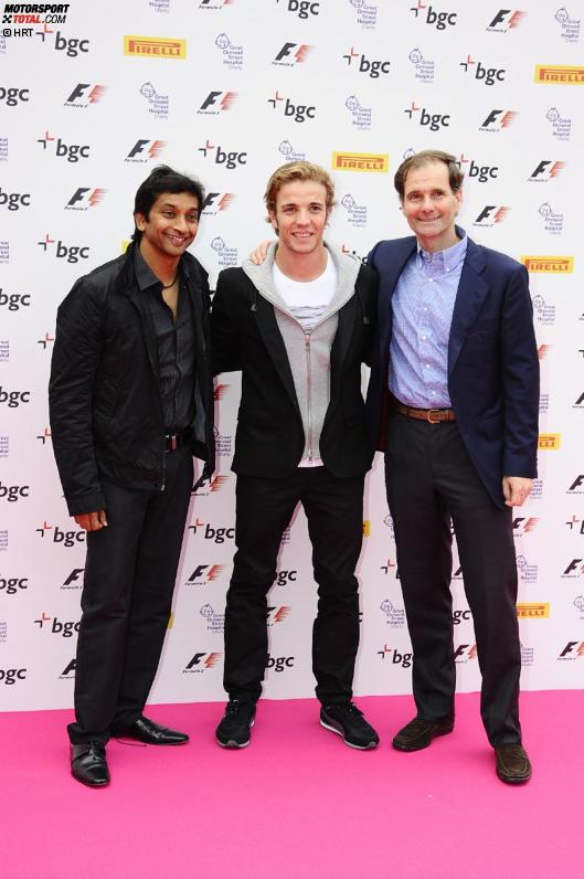 Narain Karthikeyan (HRT), Dani Clos (HRT) und Luis Perez-Sala (HRT-Teamchef) vor der Formel-1-Party von Tamara Ecclestone